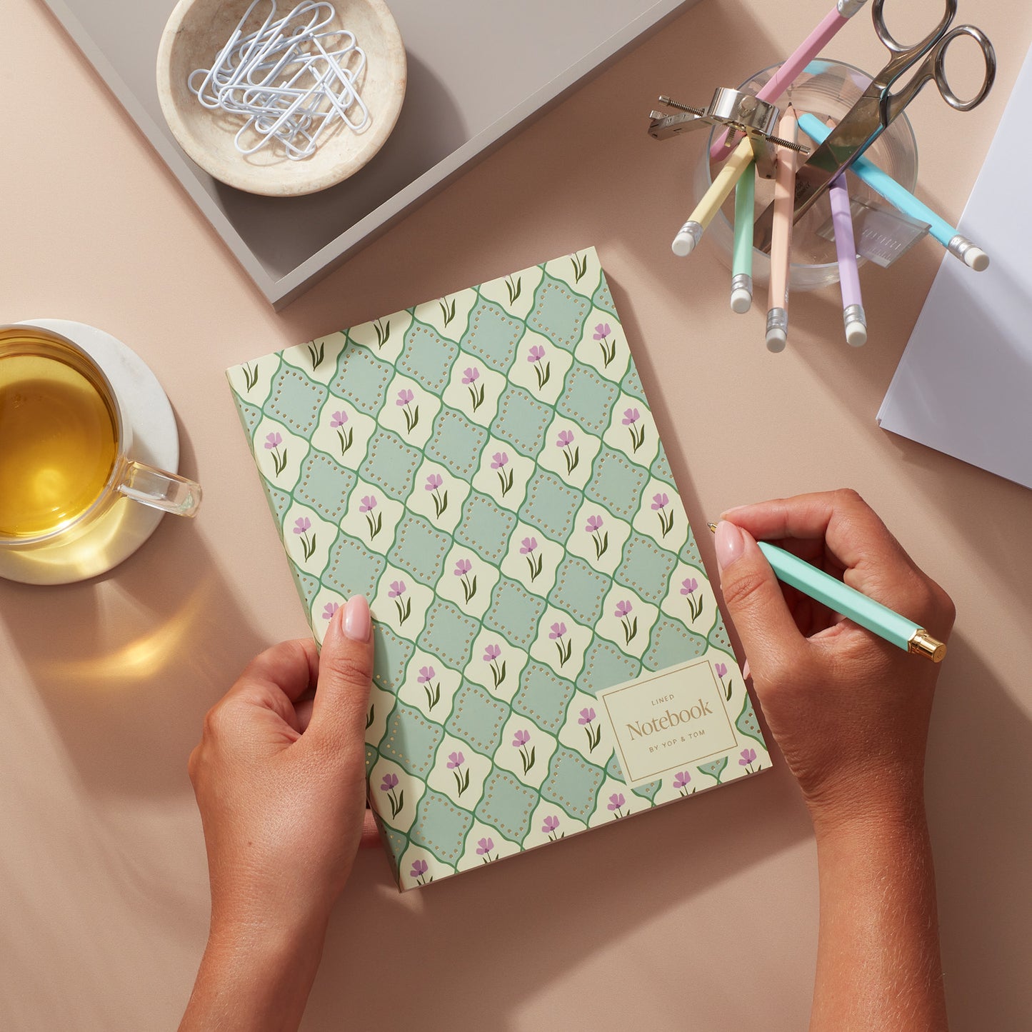 Softcover Lined Notebook - Blue Flowers