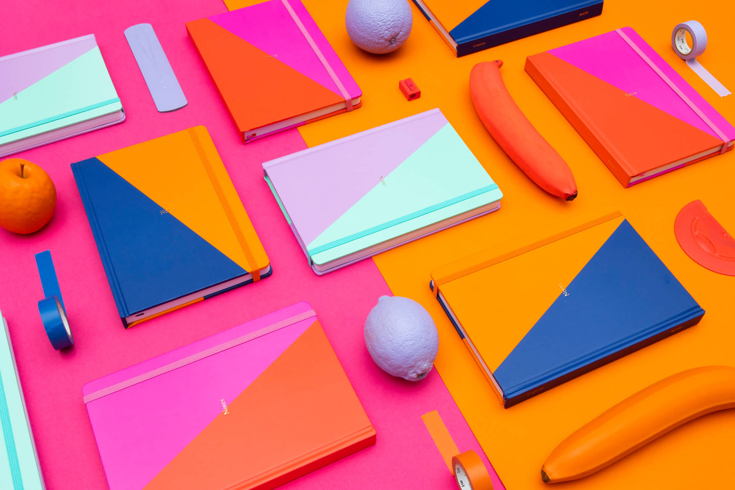 Contrast Lined Notebook (A5) - Navy & Orange