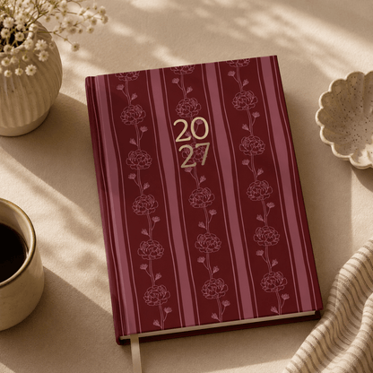 2027 A5 Weekly Planner – Burgundy Floral