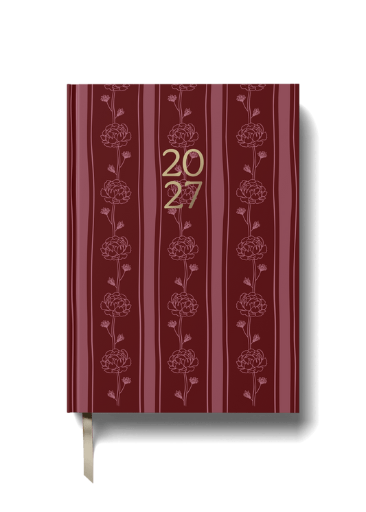 2027 A5 Weekly Planner – Burgundy Floral