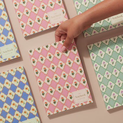 Luxe Pattern Notebook - Blue Flowers - A5 Softcover