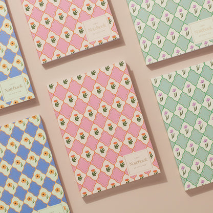 Luxe Pattern Notebook - Blue Flowers - A5 Softcover