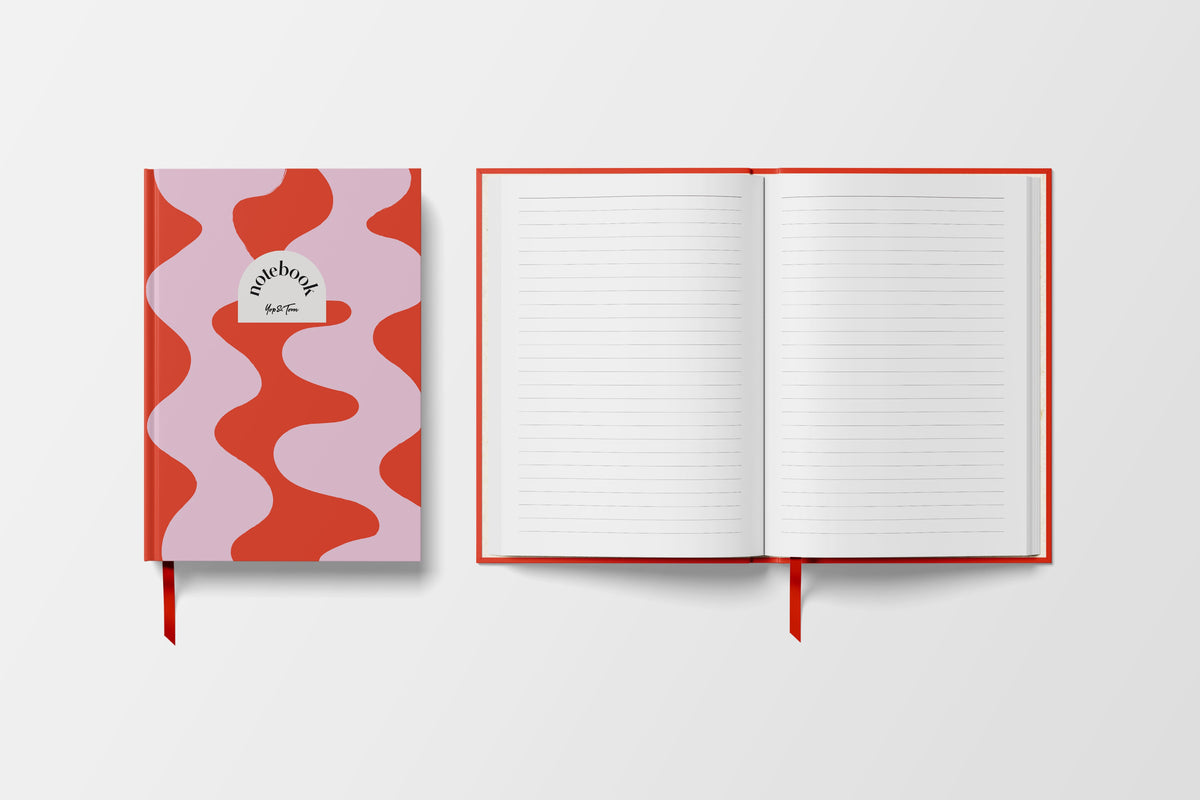 Lined Notebook (A5) - Red Ripple