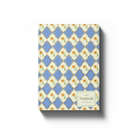 Softcover Lined Notebook - Blue Flowers