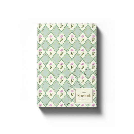 Softcover Lined Notebook - Green Flowers