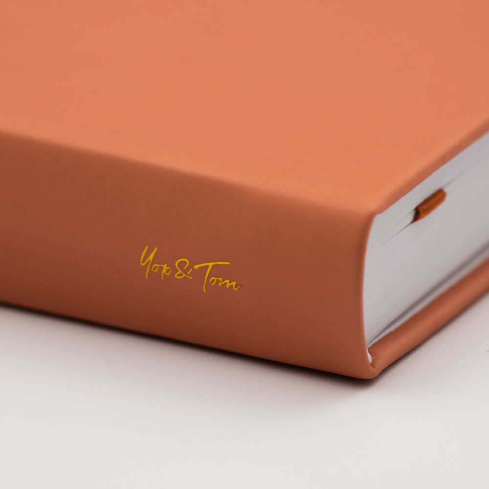 Yop & Tom - Bullet Dot Grid Journal Extra Thick Paper 160 GSM - Hardback A5 - Burnt Orance Butterfly, Orange